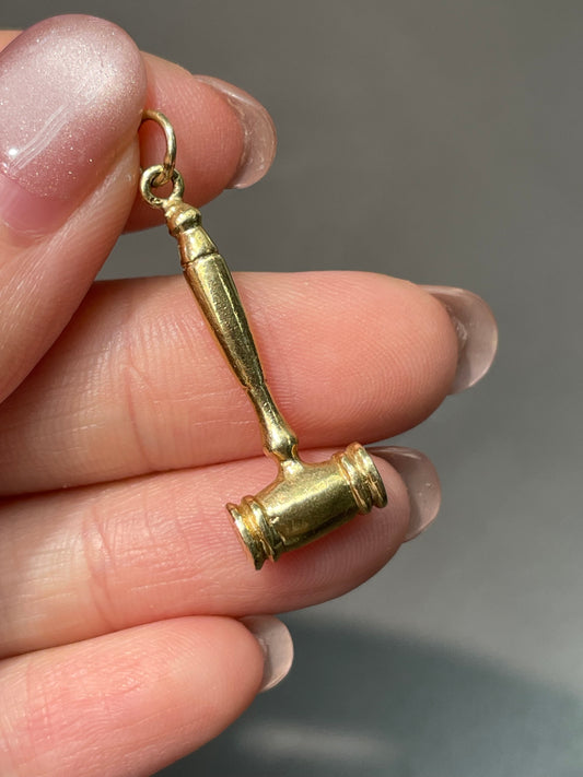 Vintage 14K Yellow Gold Solid Gavel Charm