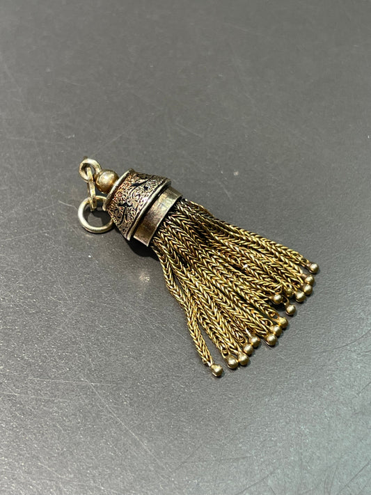 Antique 14K Yellow Gold Enamel Tassel Charm Pendant