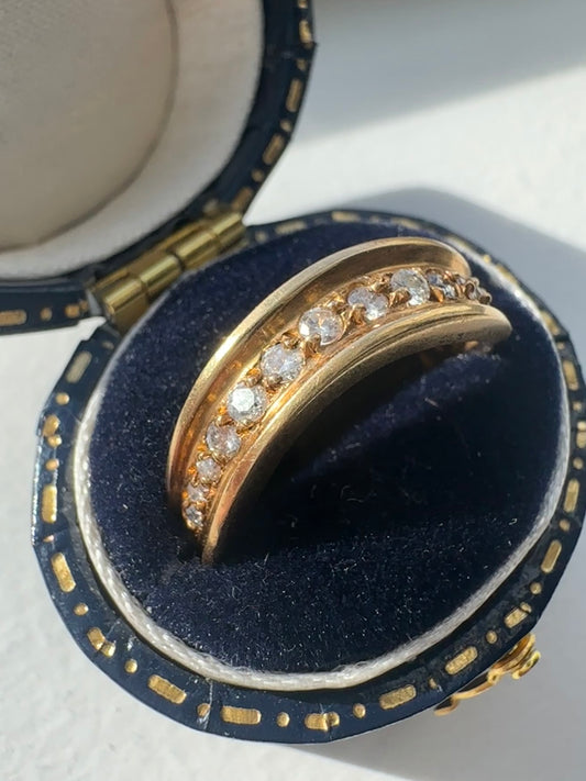 18K Yellow Gold 0.56 CTW Diamond Wave Ring Band