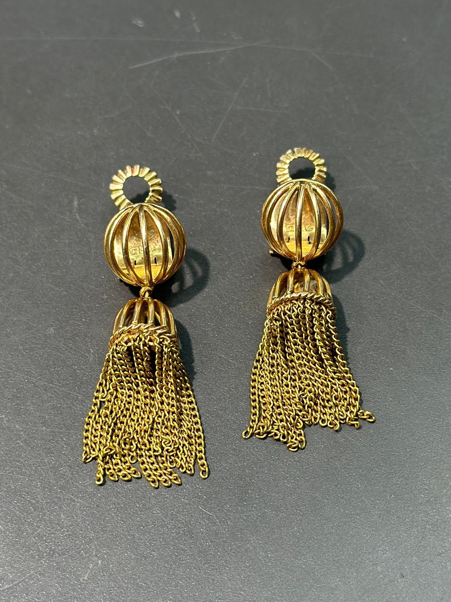 埃及 18K 金流苏耳环