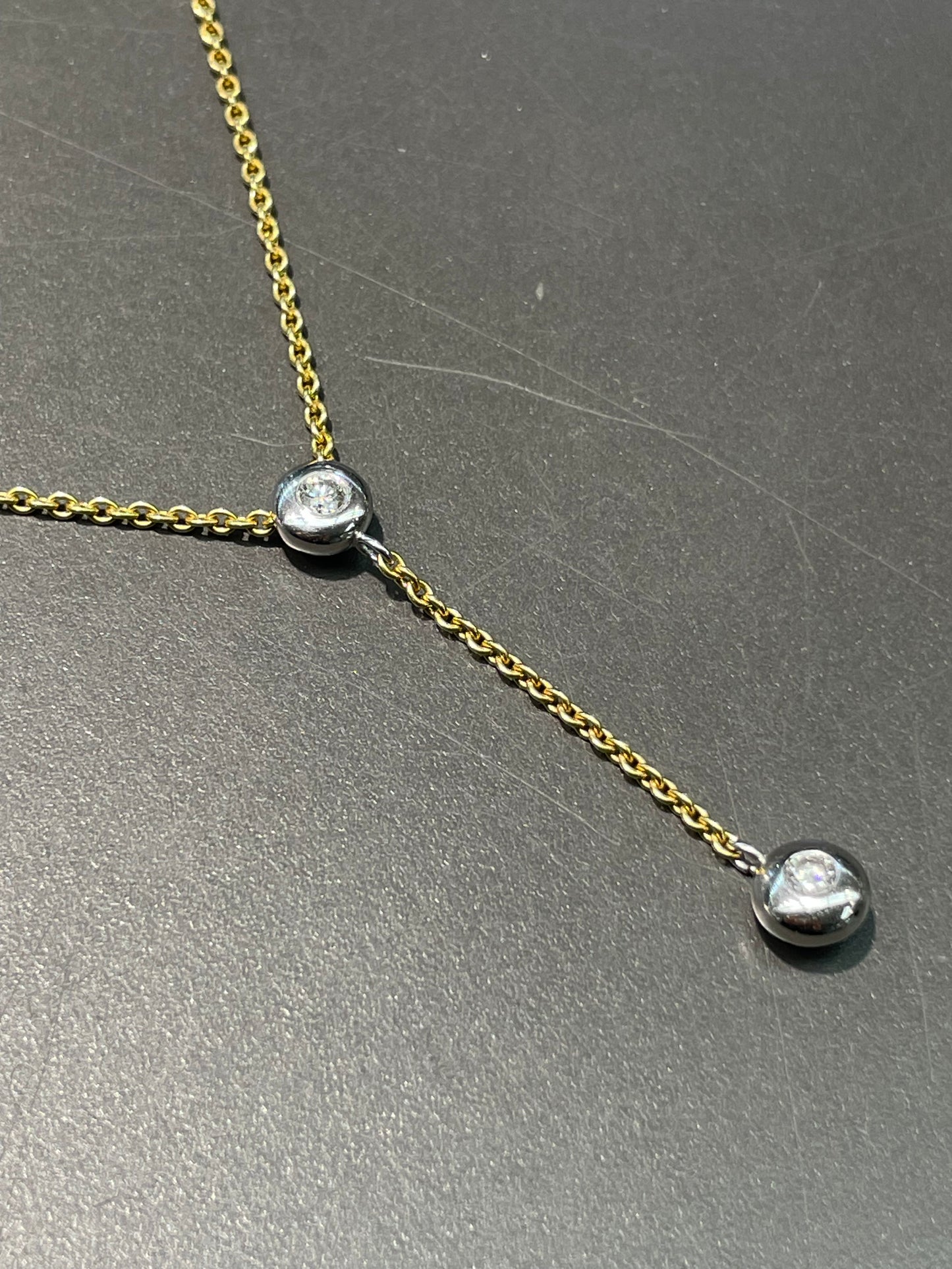 18K Yellow Gold 0.45 CTW Diamond Bezel Lariat Necklace