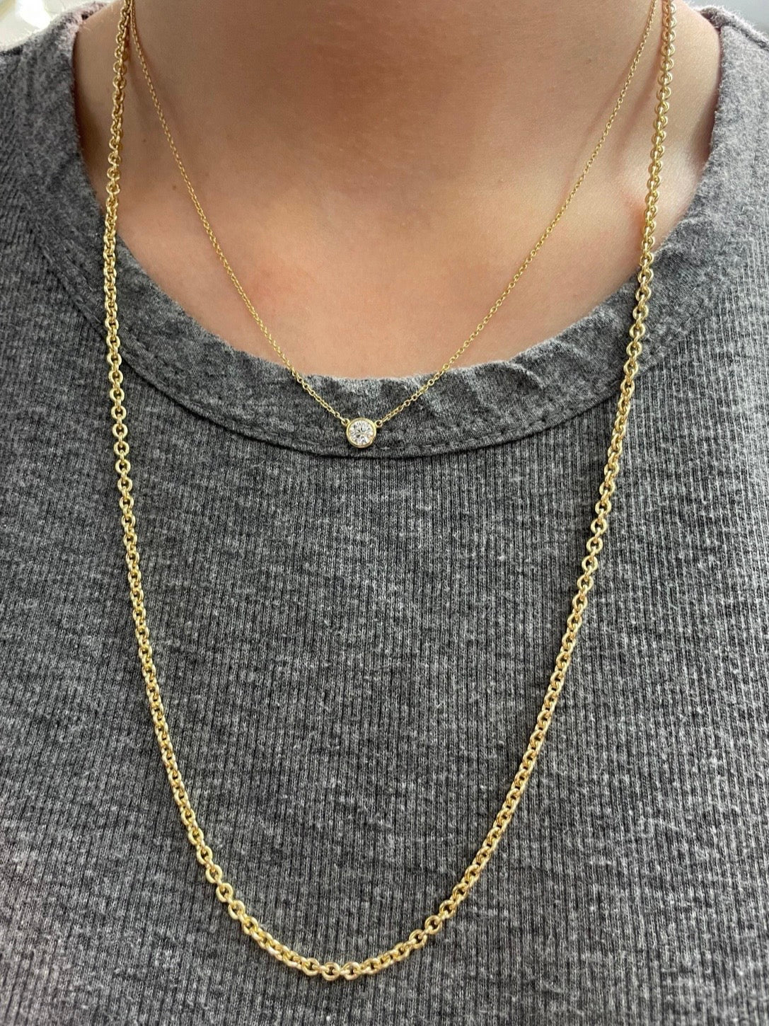 14K Yellow Gold 3.0 mm Rollo Link Chain Necklace 24.0 inch