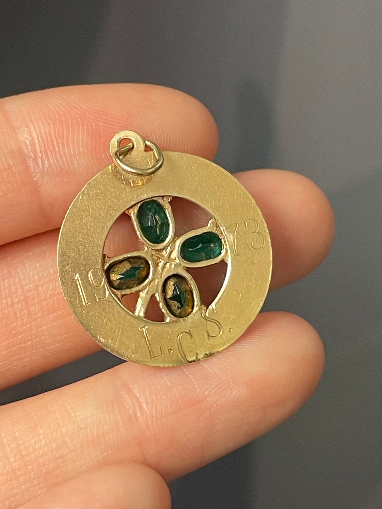 Vintage 14K Yellow Gold Good Luck Clover Pendant