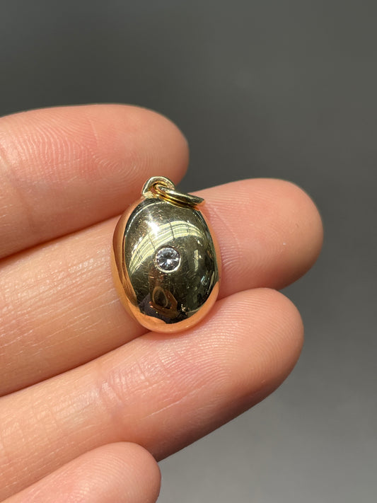 Vintage 14K Gold Diamond Cabochon Charm