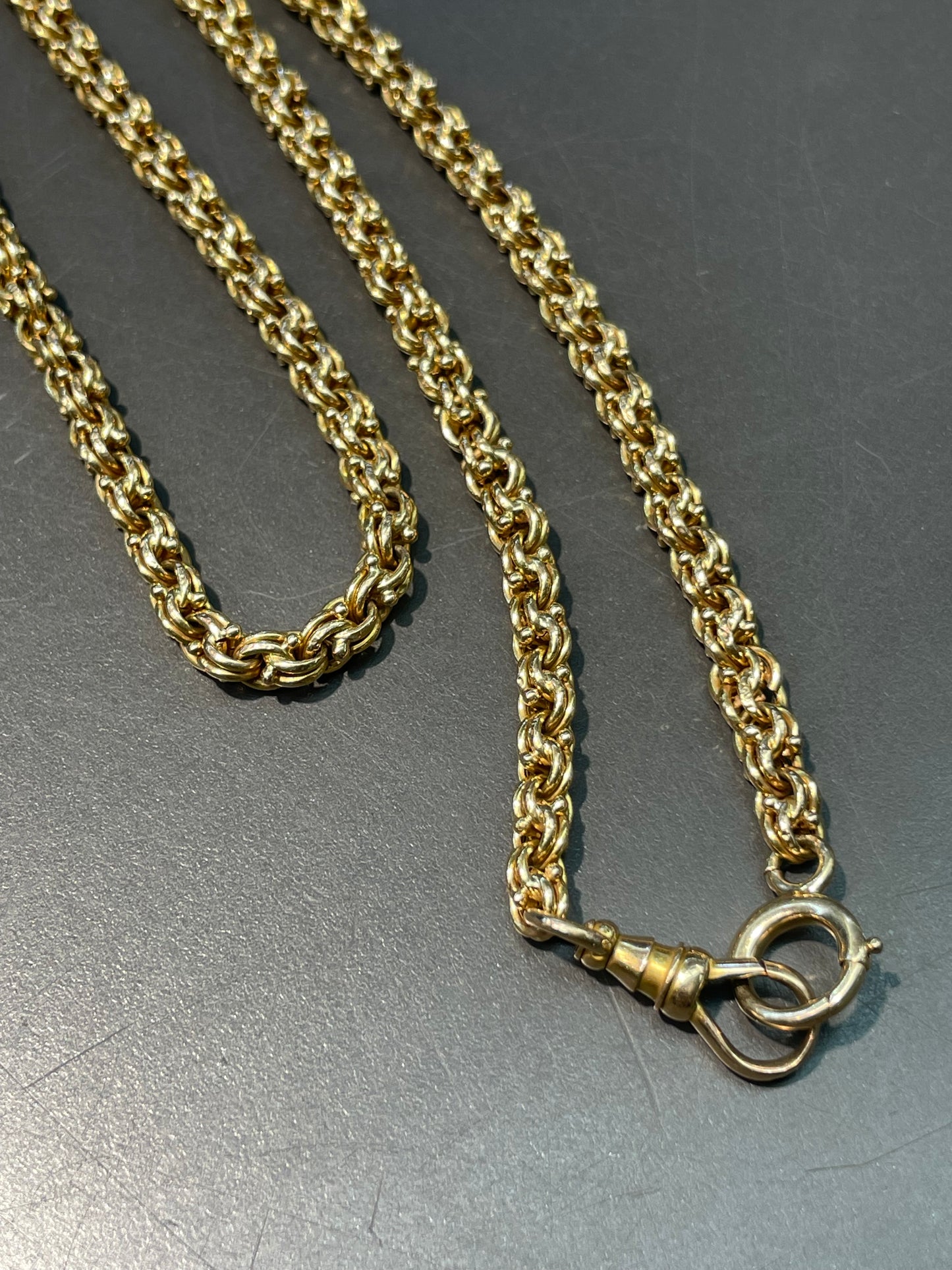 古董 18K 金花式链环表链 20.0 英寸