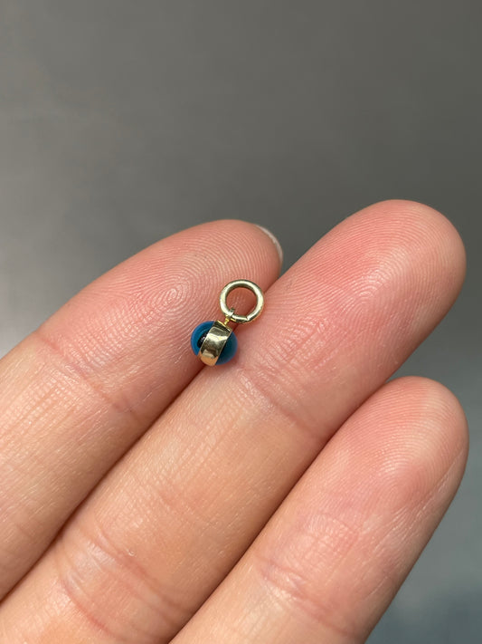 14K Yellow Gold Mini Evil Eye Charm Pendant
