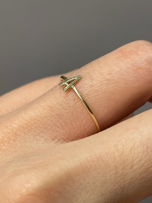 14K Yellow Gold "A" Letter Ring