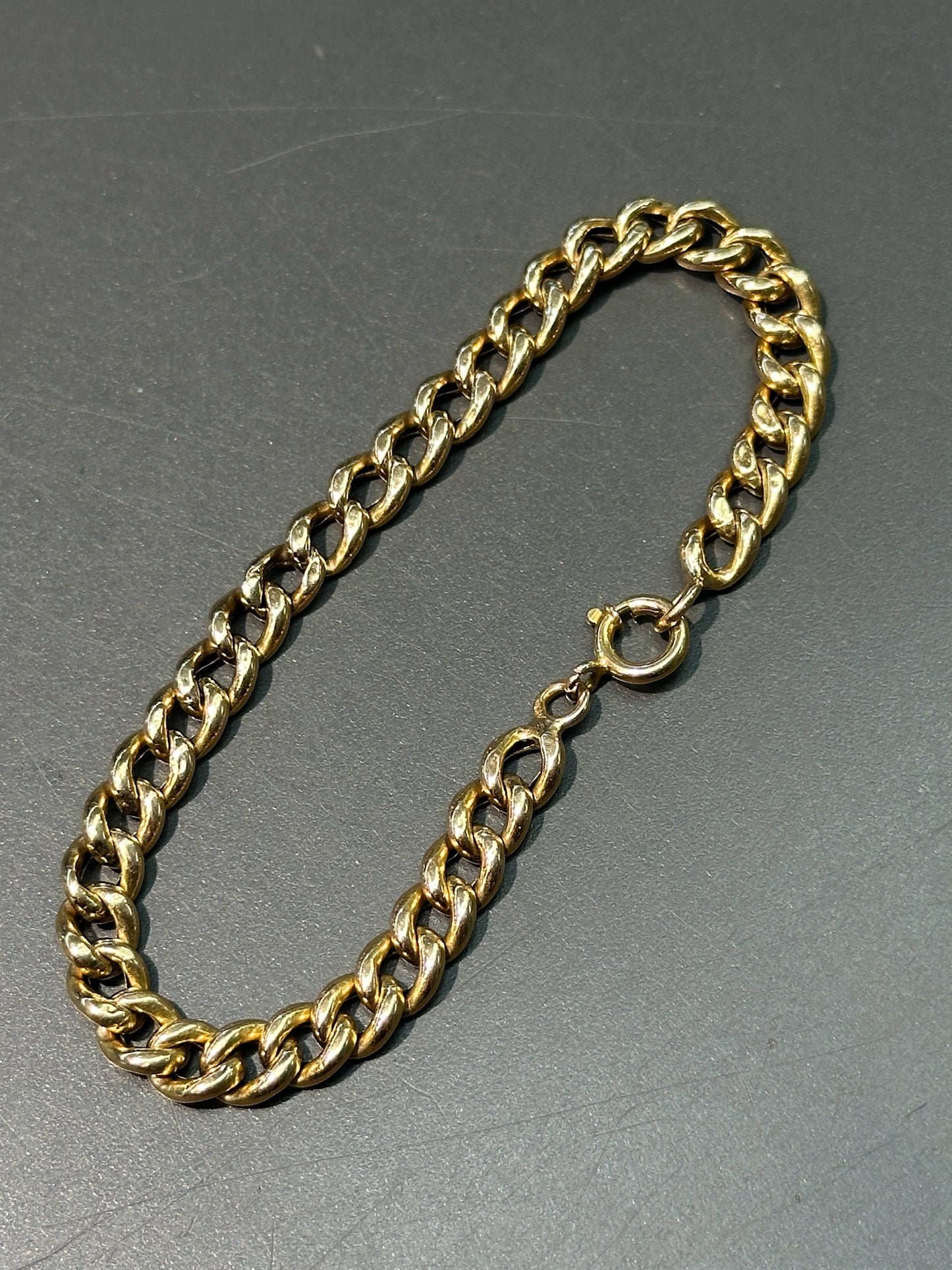 Vintage Portuguese 19K Yellow Gold Curb Link Bracelet