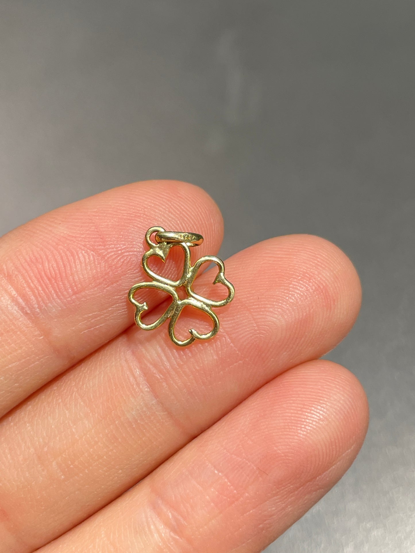 Vintage 14K Gold Mini Diamond Clover Charm