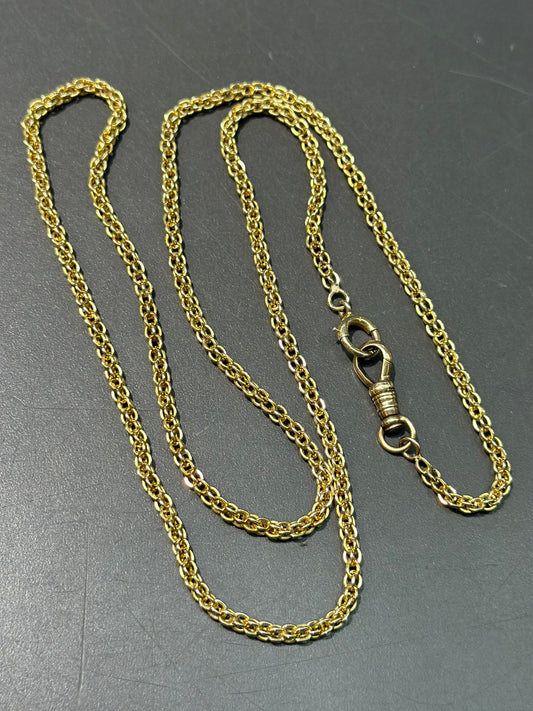 Antique 15K Yellow Gold Watch Chain Necklace 24.0”