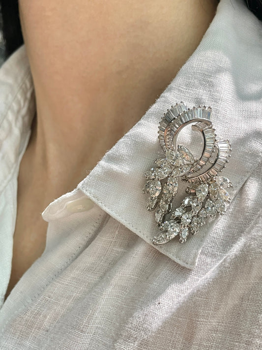 Vintage Platinum 16.52 CTW Diamond Articulating Brooch