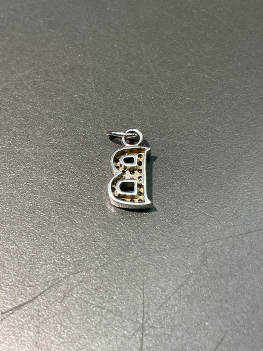 14K White Gold Diamond Letter B Charm