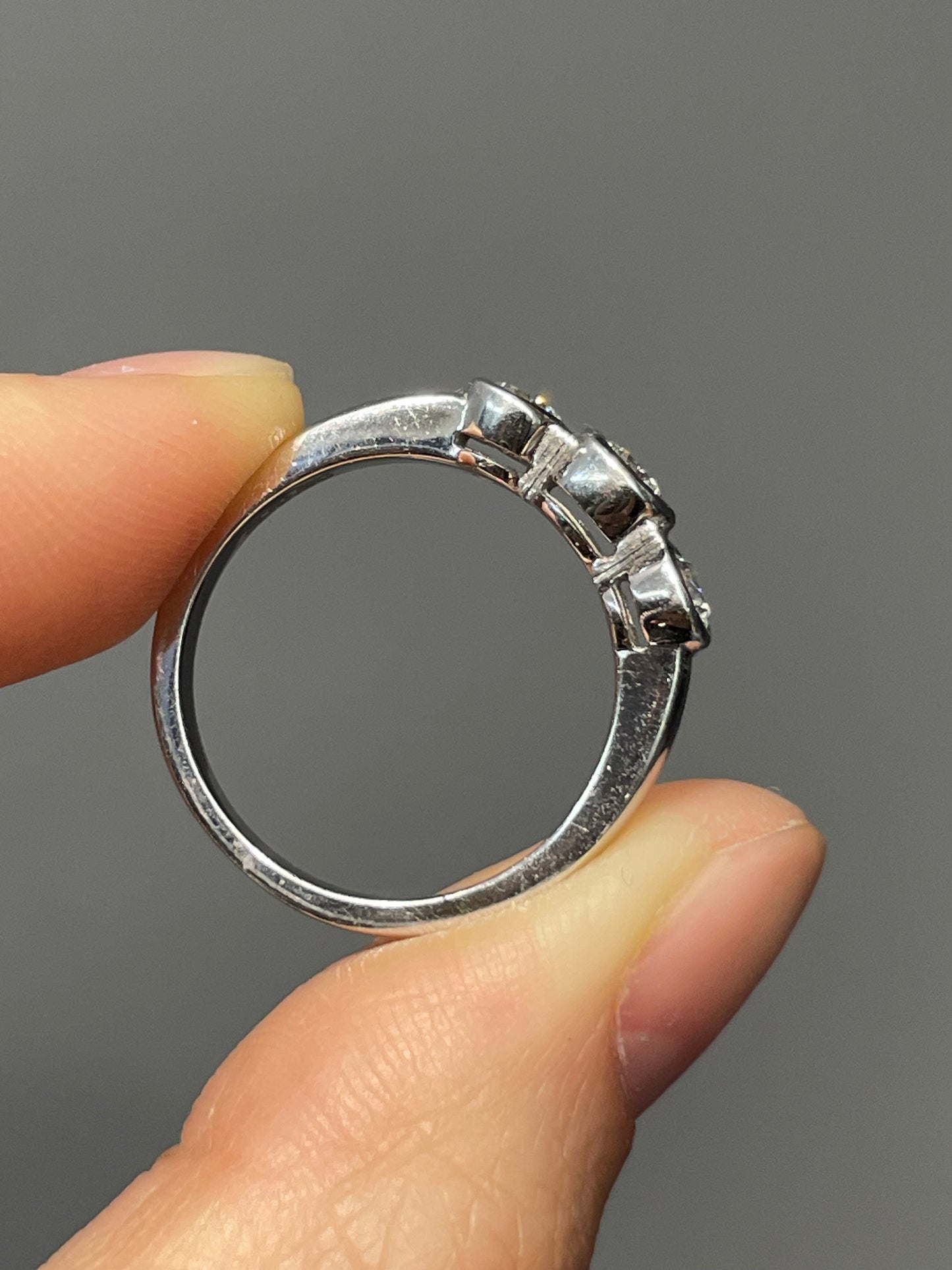 18K White Gold 0.60 CTW Diamond Bezel Trilogy Ring