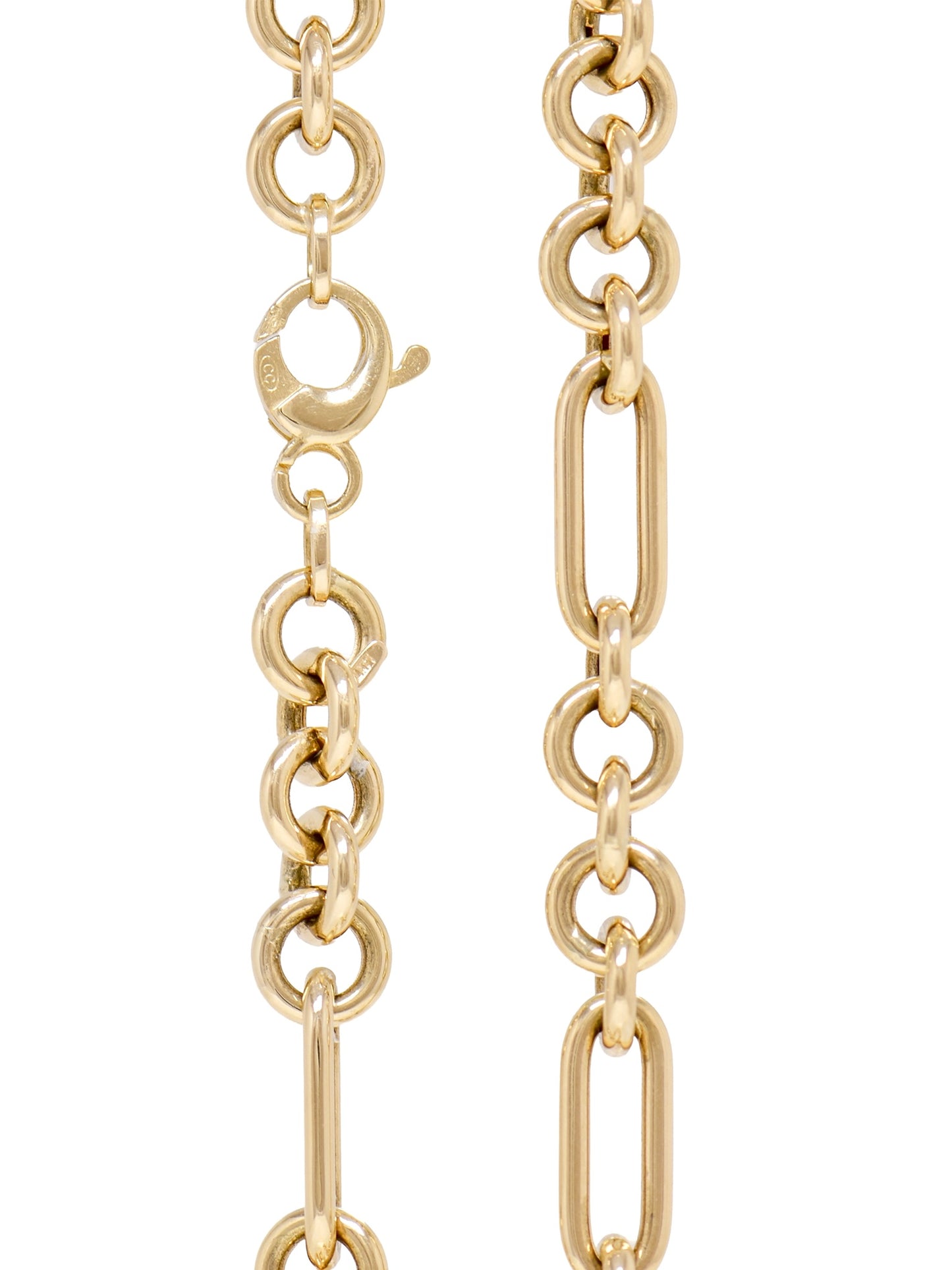 14K Gold Mixed Open Link Chain Necklace