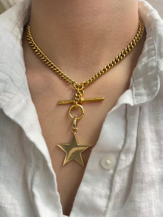 Vintage 18K Yellow Gold Solid Extra Large Star Pendant
