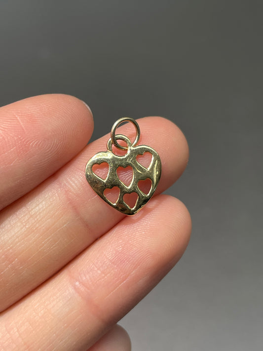 Vintage 14K Gold Stencil Heart Charm