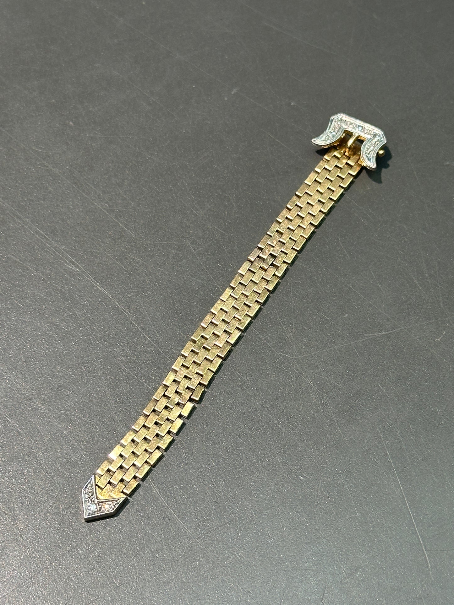 复古 18K 黄金 0.08 CTW 钻石可调节带扣皮带环