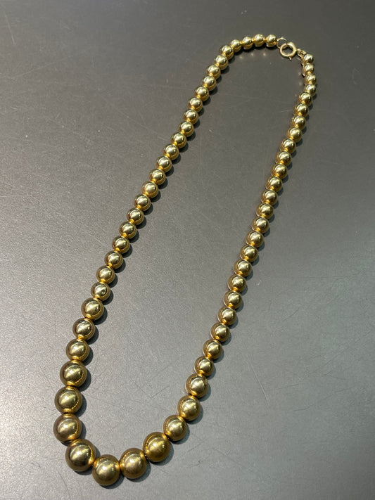 Vintage 14K Yellow Gold Graduated Bead Necklace