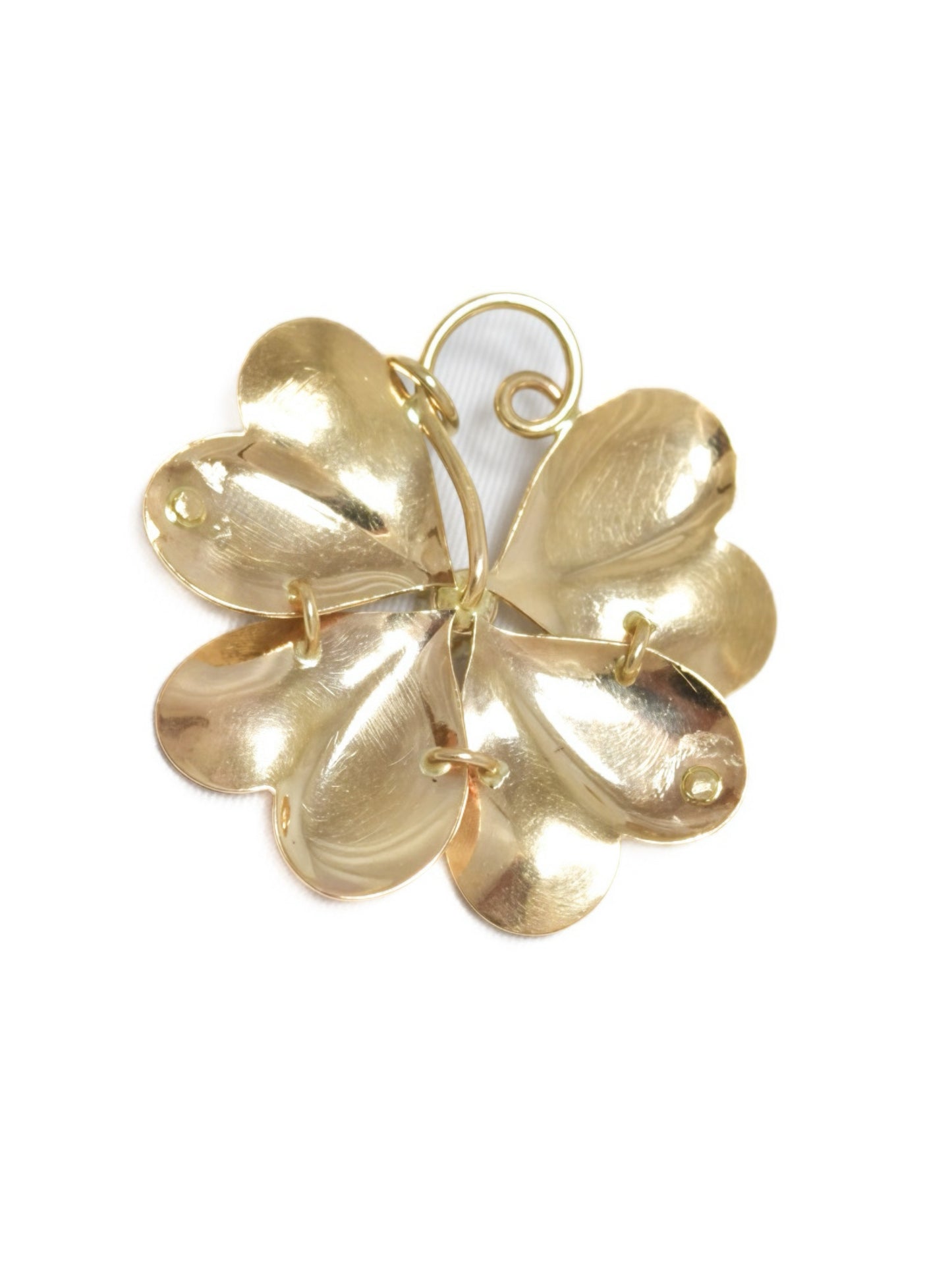 Vintage 14K Yellow Gold 0.35 CTW Diamond Shamrock Clover Pendant