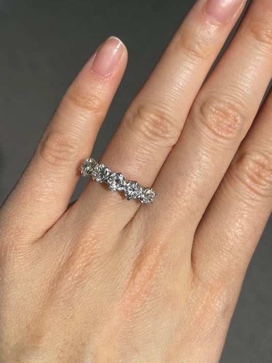Antique 14K Gold 2.40 CTW Old European Cut Diamond Five Stone Ring