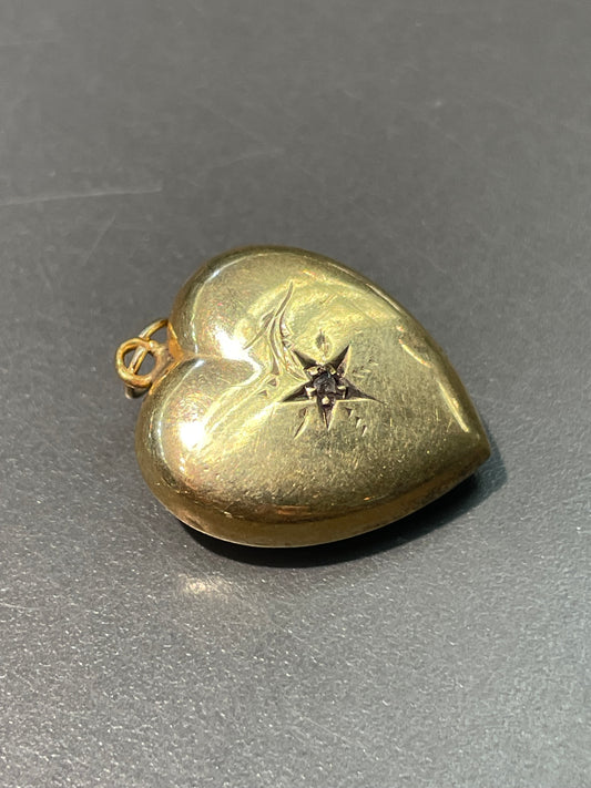 Victorian 9K Yellow Gold Starburst Heart Pendant