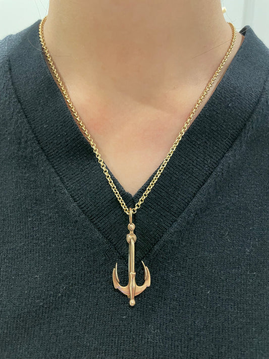 Antique 10K Gold Anchor Brooch Pendant