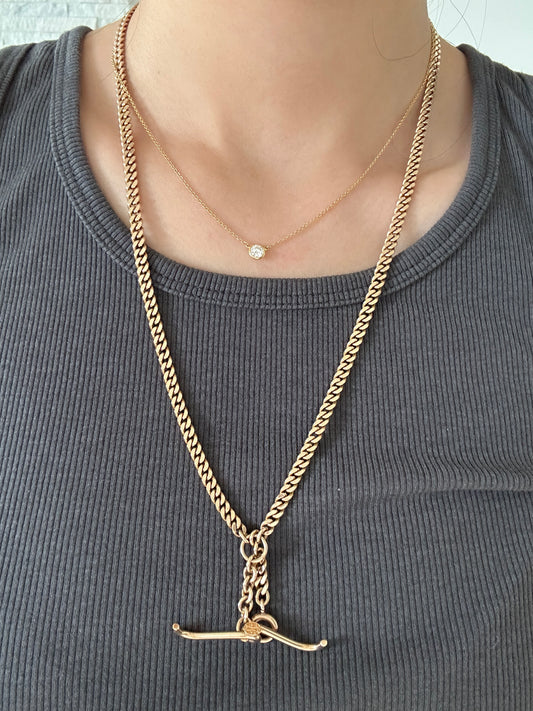 Vintage 14K Yellow Gold 5.0 mm Albert Watch Chain Necklace 23.0 inch