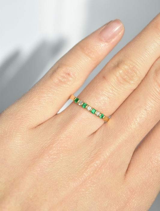 Tiffany & Co. Emerald Diamond Band Ring