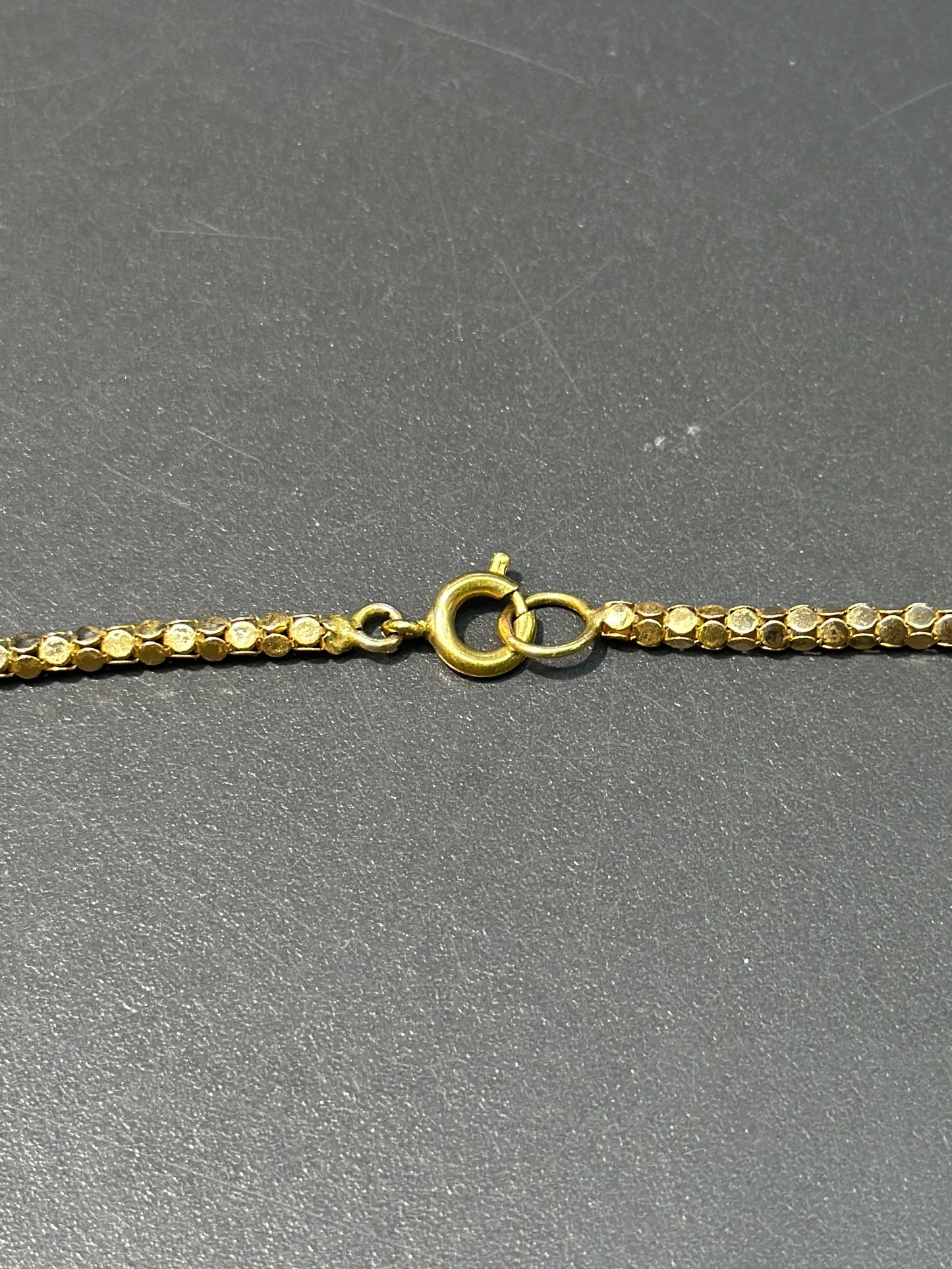 Retro 18K Yellow Gold Turquoise Popcorn Chain Tassel Necklace
