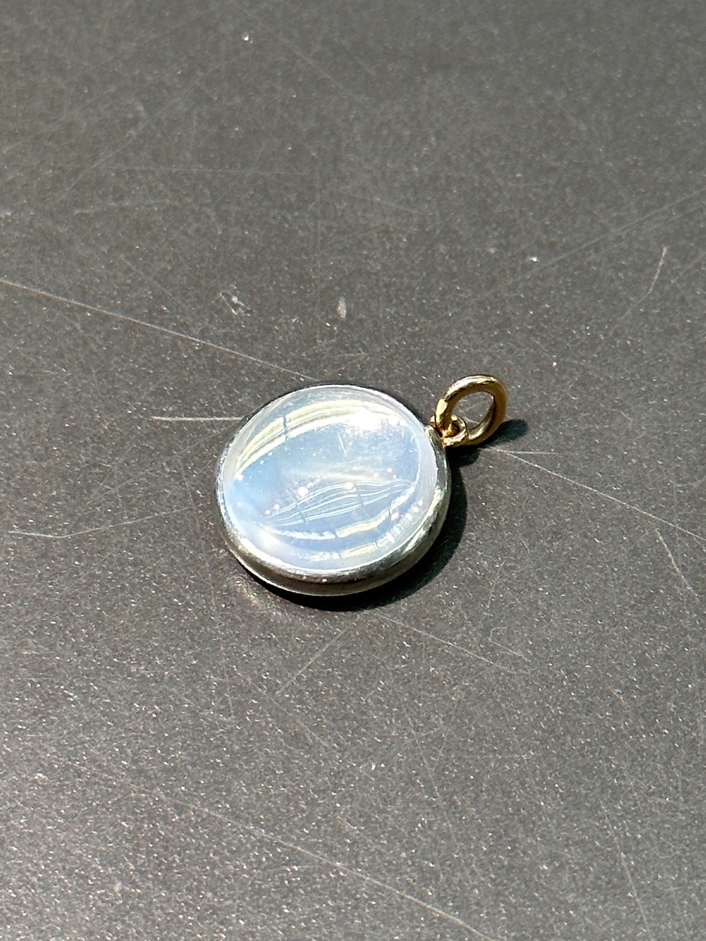 Vintage Platinum and 14K Gold Moonstone Cabochon Conversion Charm