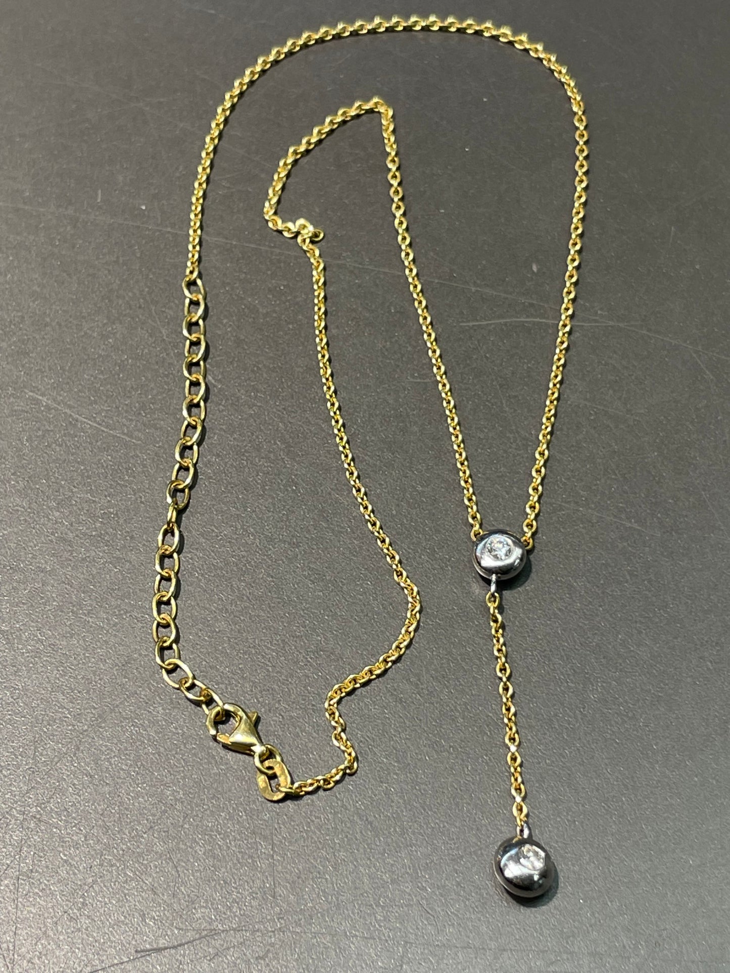 18K Yellow Gold 0.45 CTW Diamond Bezel Lariat Necklace