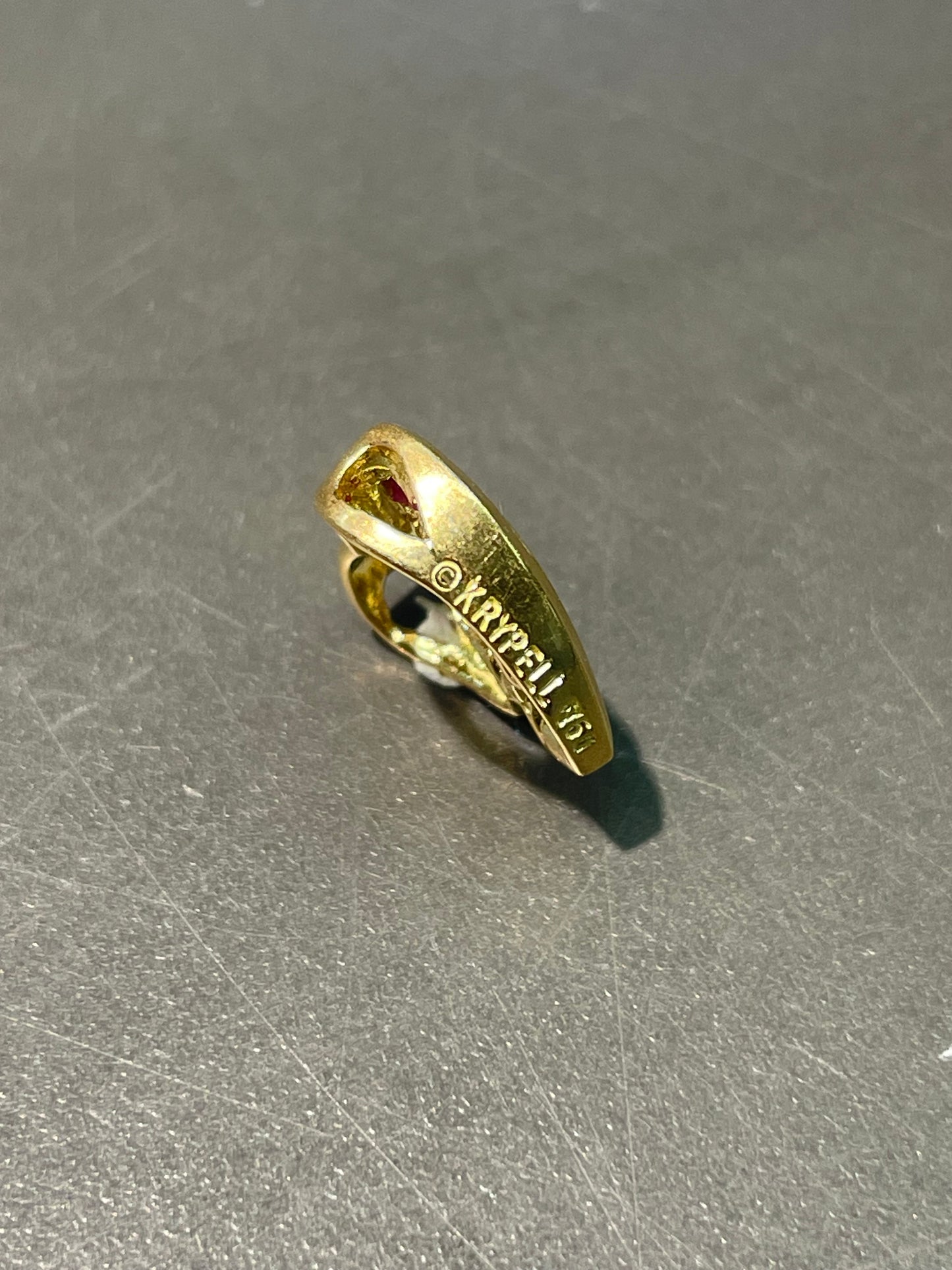 Charles Krypell 18K 金粉红蓝宝石钻石心形滑动吊坠