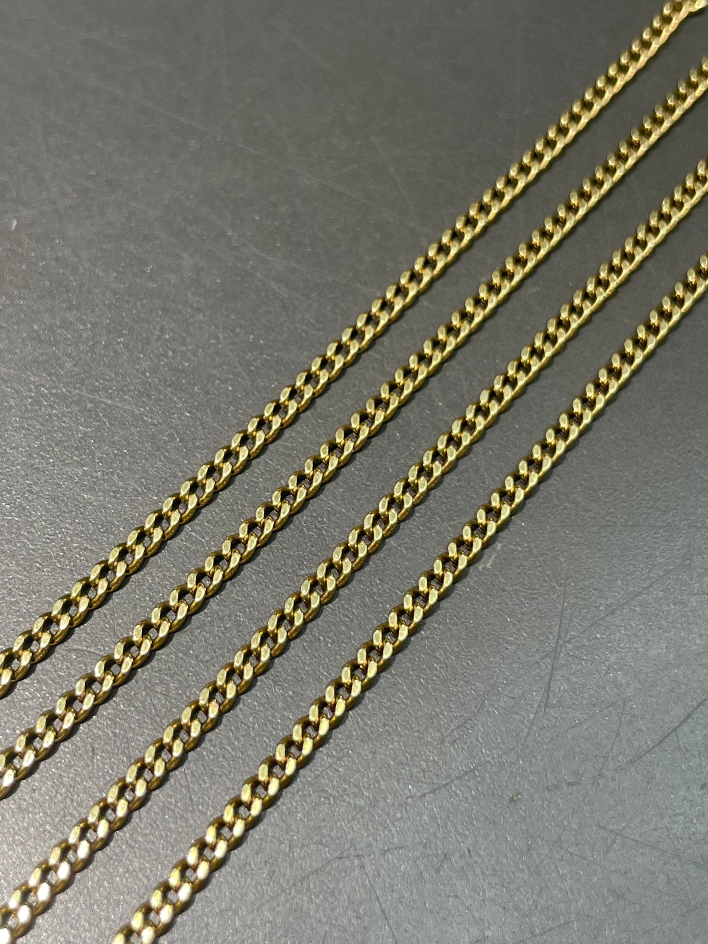 Vintage 18K Gold 2.0 mm Curb Link Watch Chain