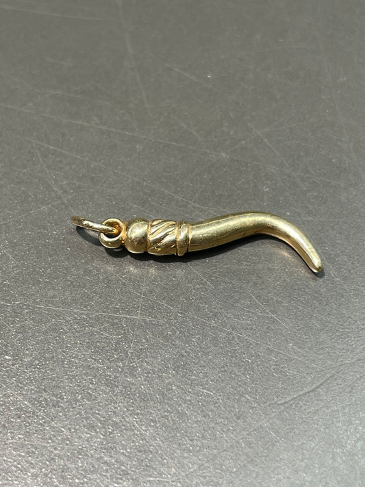Vintage 14K Yellow Gold Solid Horn Charm