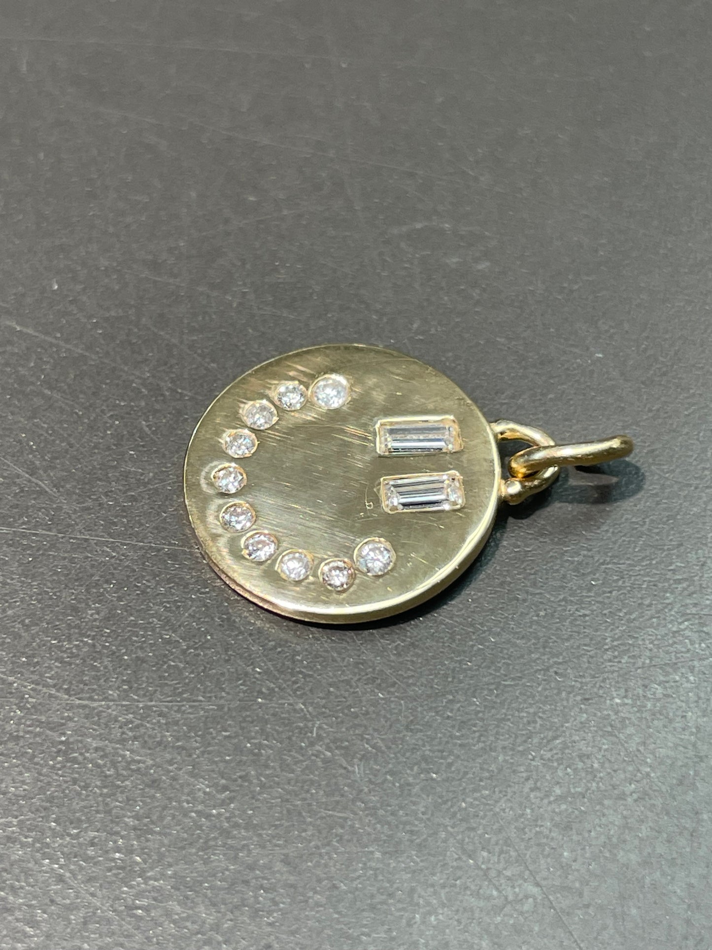 14K Yellow Gold 0.52 CTW Diamond Happy Face Disc Pendant