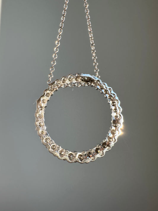 14K White Gold 0.85 CTW Diamond Open Circle Pendant