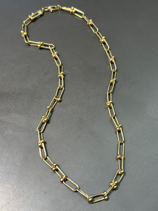 14K Yellow Gold Semi-Hollow Hardware Chain Necklace