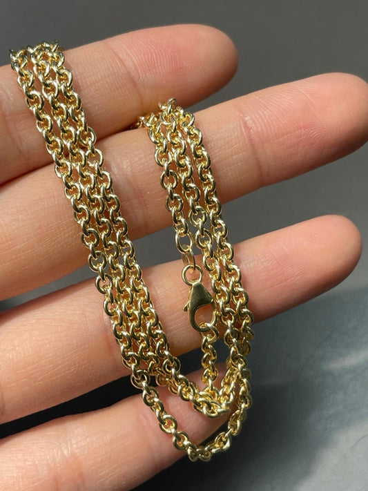 14K Yellow Gold 3.0 mm Rollo Chain Necklace 20.0 inch