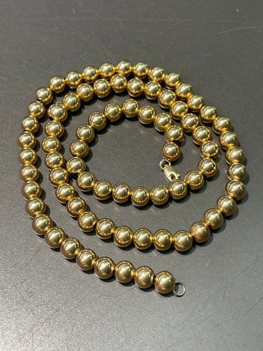 Vintage 14K Yellow Gold 6.0 mm Bead Necklace
