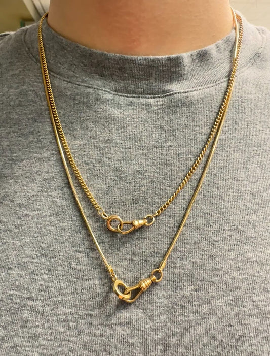 Vintage 14K Yellow Gold Snake Chain Watch Chain Necklace 21.0 inch