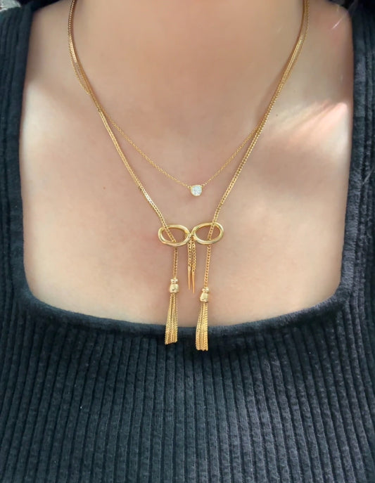 Vintage 18K Yellow Gold Tassel Necklace