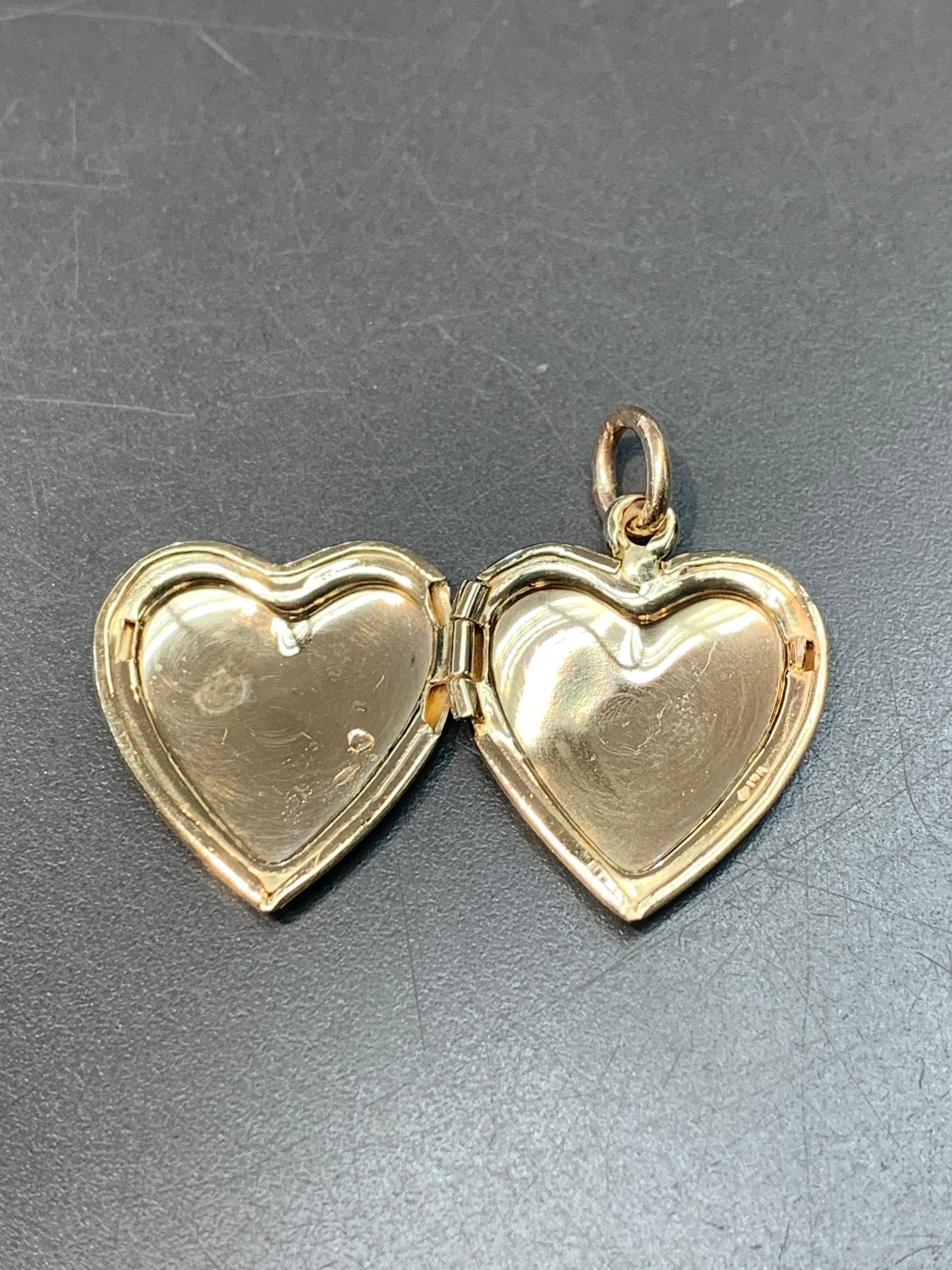 复古大号 14K 金心形小盒吊坠