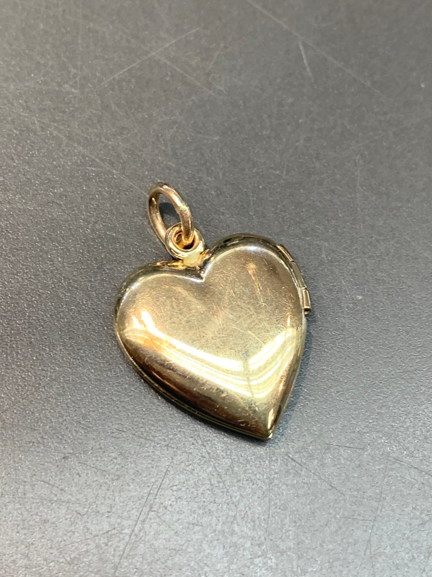 复古大号 14K 金心形小盒吊坠