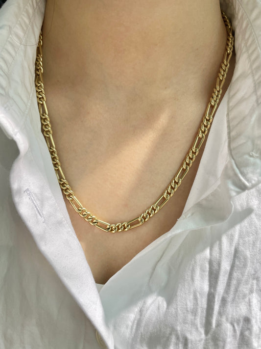 14K Gold Puffy Figaro Chain