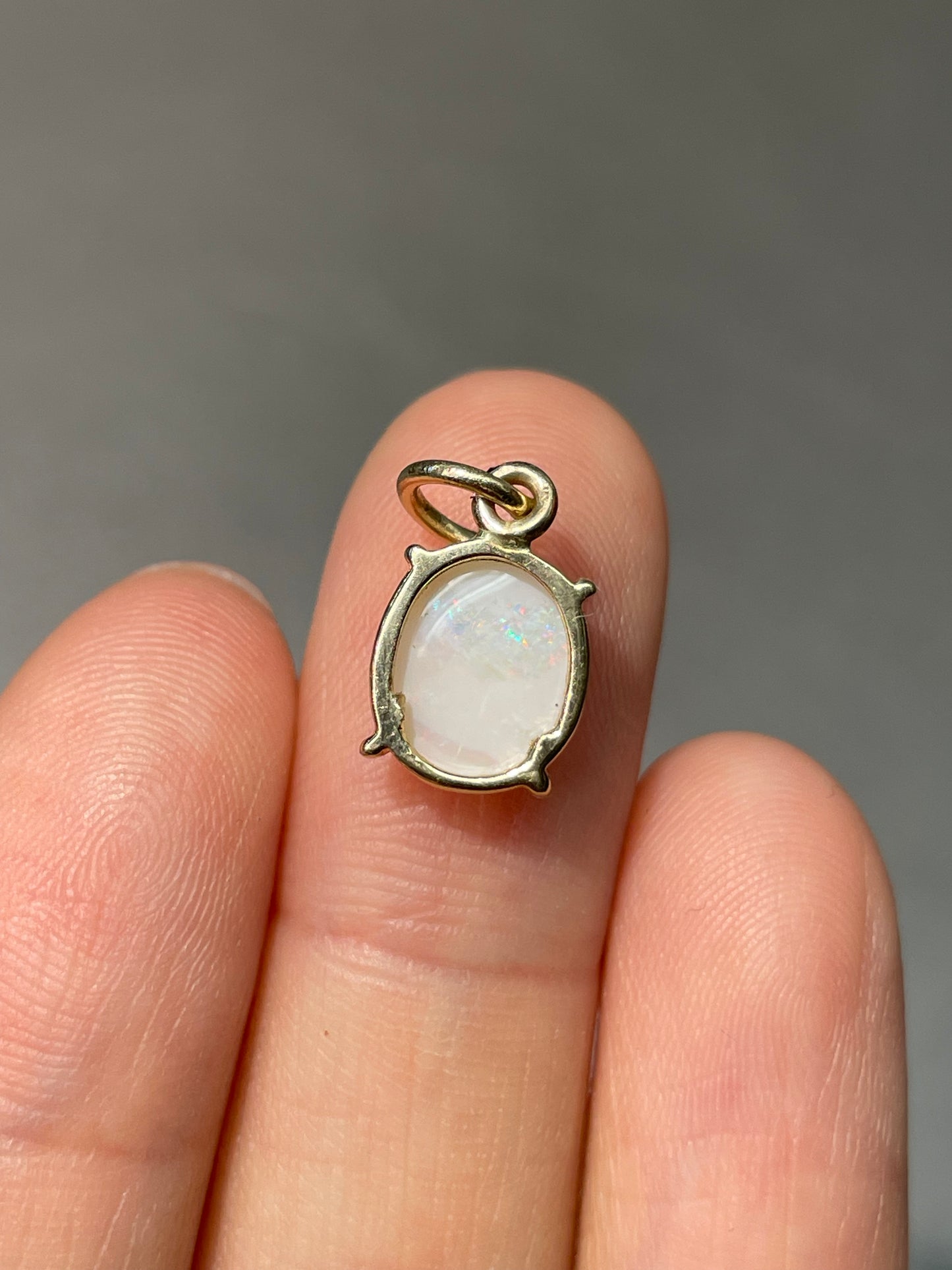 14K Gold Australian Opal Charm Pendant