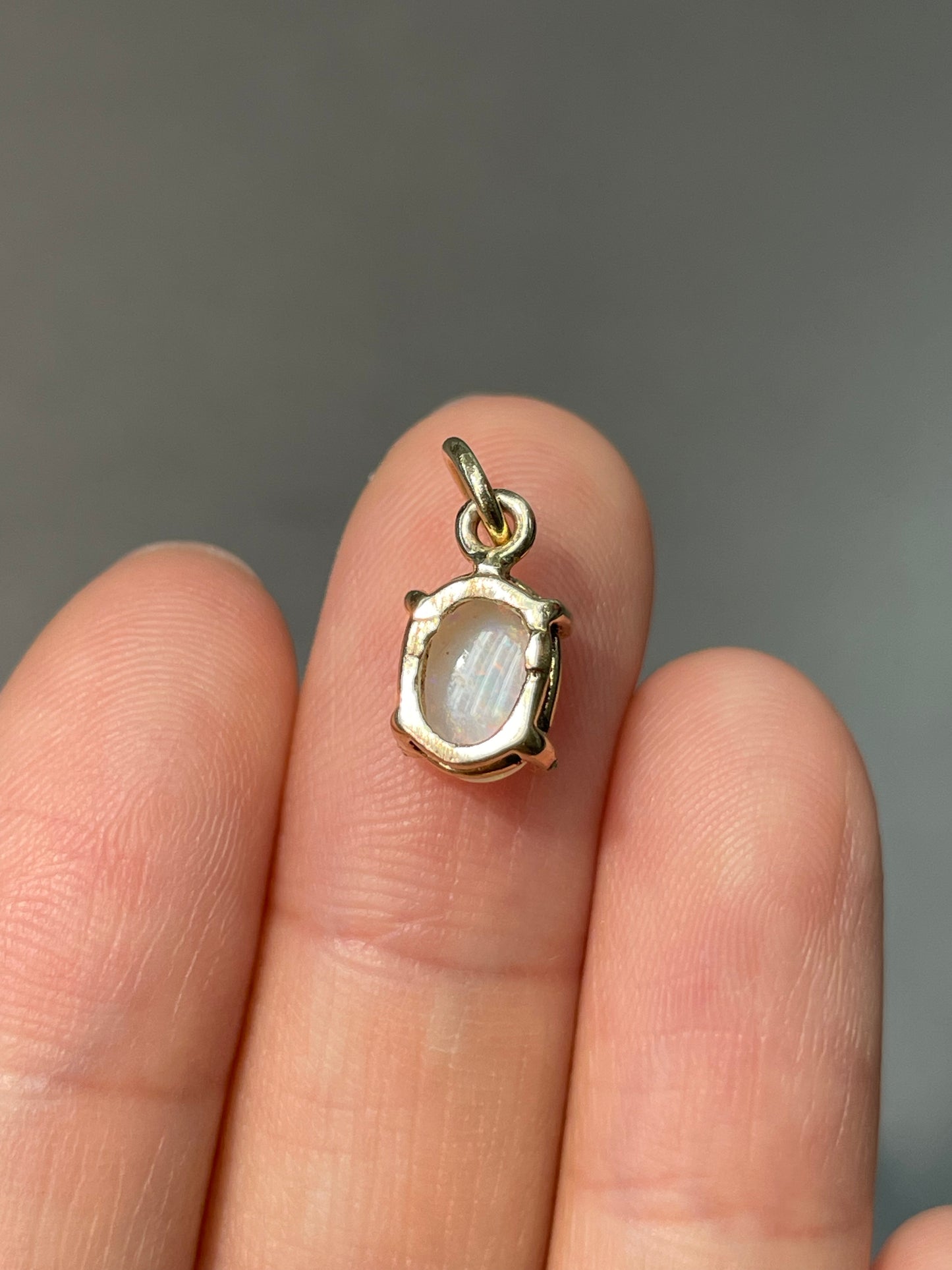 14K Gold Australian Opal Charm Pendant