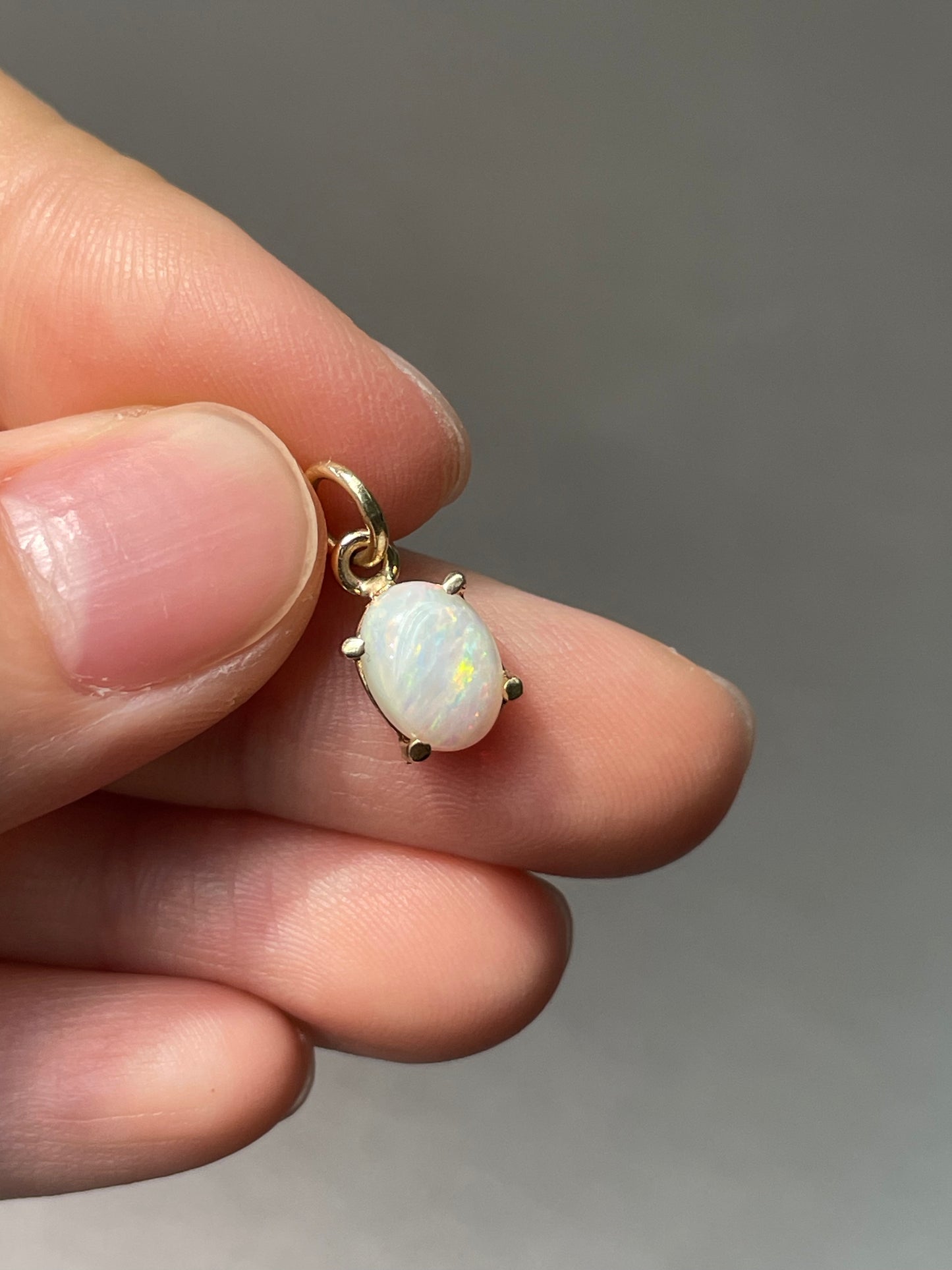 14K Gold Australian Opal Charm Pendant