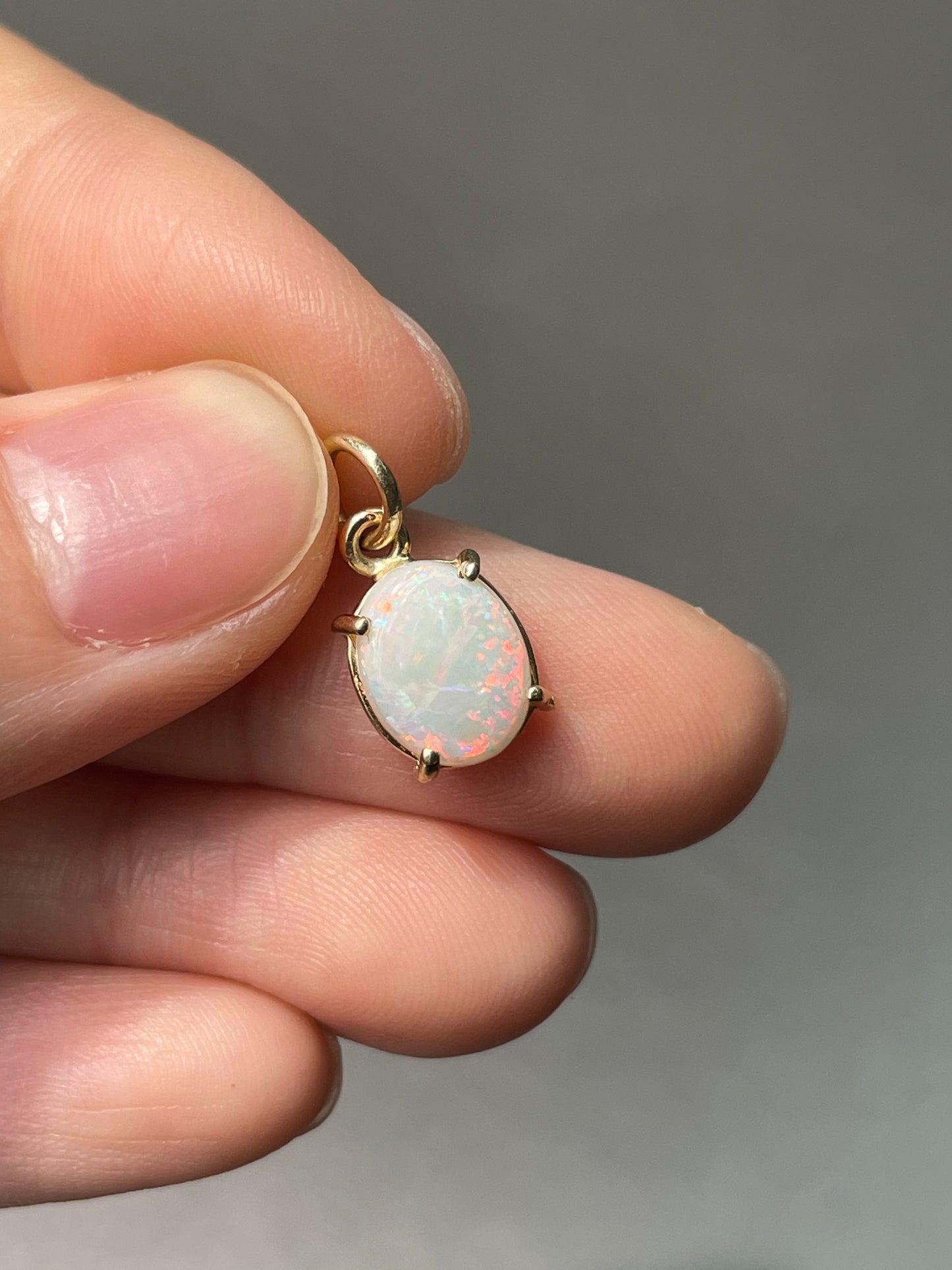 14K Gold Australian Opal Charm Pendant