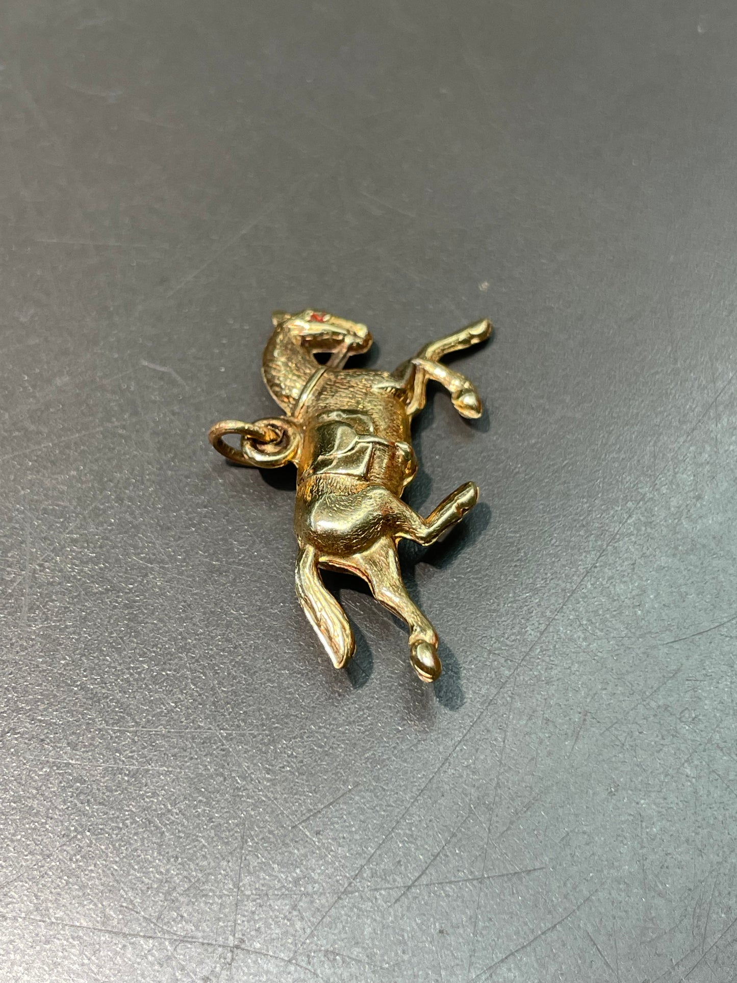 Vintage 14K Yellow Gold Trotting Horse Charm Pendant