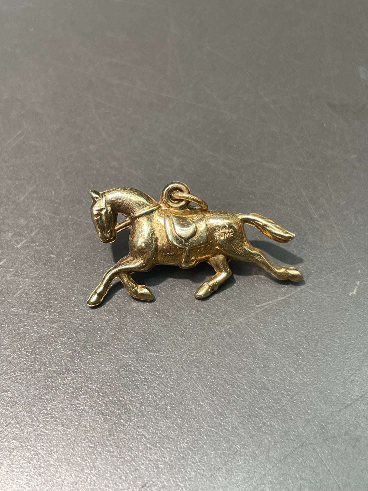 Vintage 14K Yellow Gold Trotting Horse Charm Pendant